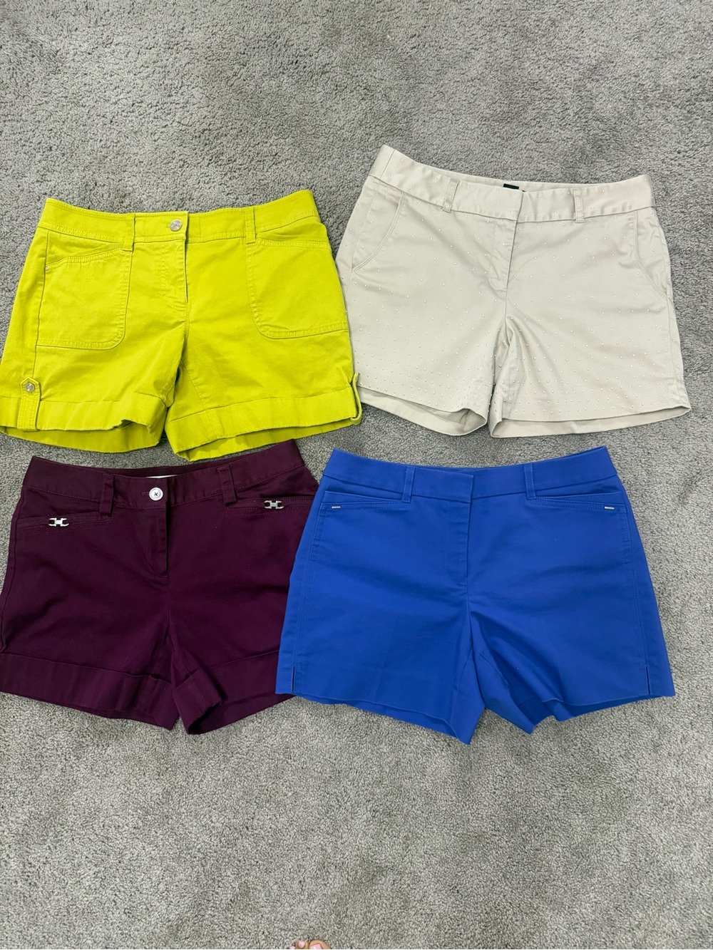 White House Black Market Women's Shorts Bundle - Yellow, Cream, Plum, Blue Sz 4